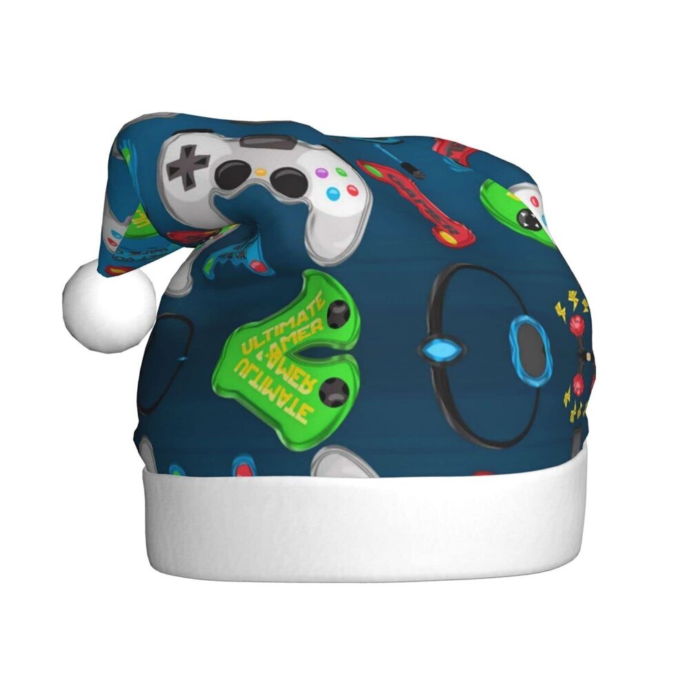 9778 Video Games Plush Santa Hat Unisex Christmas Hat With Comfort